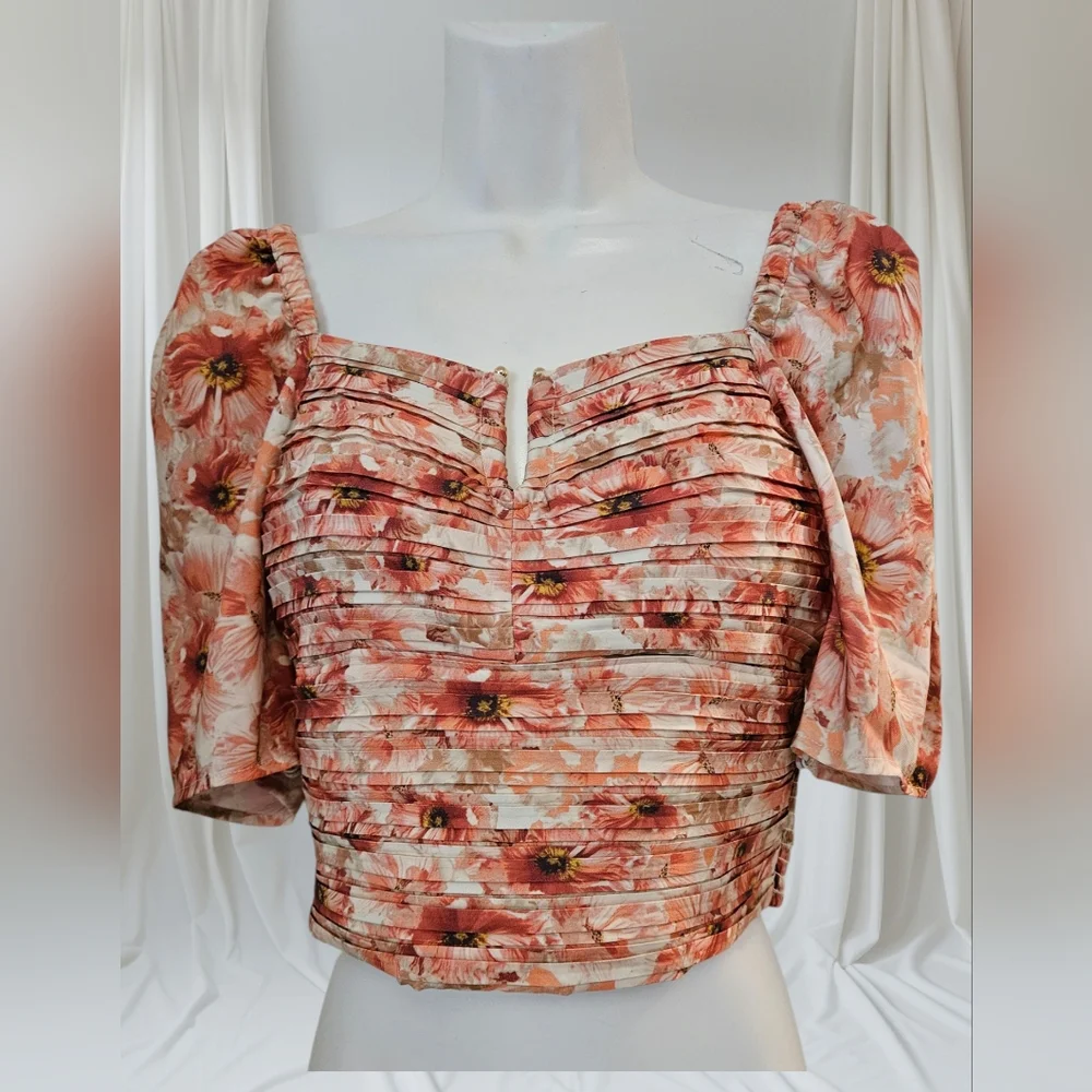 Express Floral Puff Sleeve Top - Picture 3 of 5